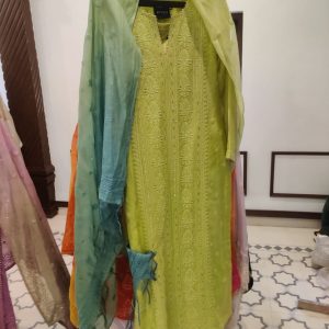 Mull Chanderi Lucknowi With Shaded Dup  - 144