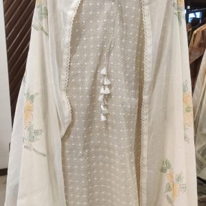 DNO191 Khadi Linen Embroidery & Mall Hand Print Dup - 191