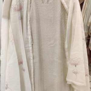 DNO194 Khadi Linen Embroidery & Mall Hand Print Dup -194