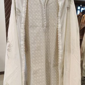 DNO195 Khadi Linen Embroidery & Mull Hand Print Dup - 195