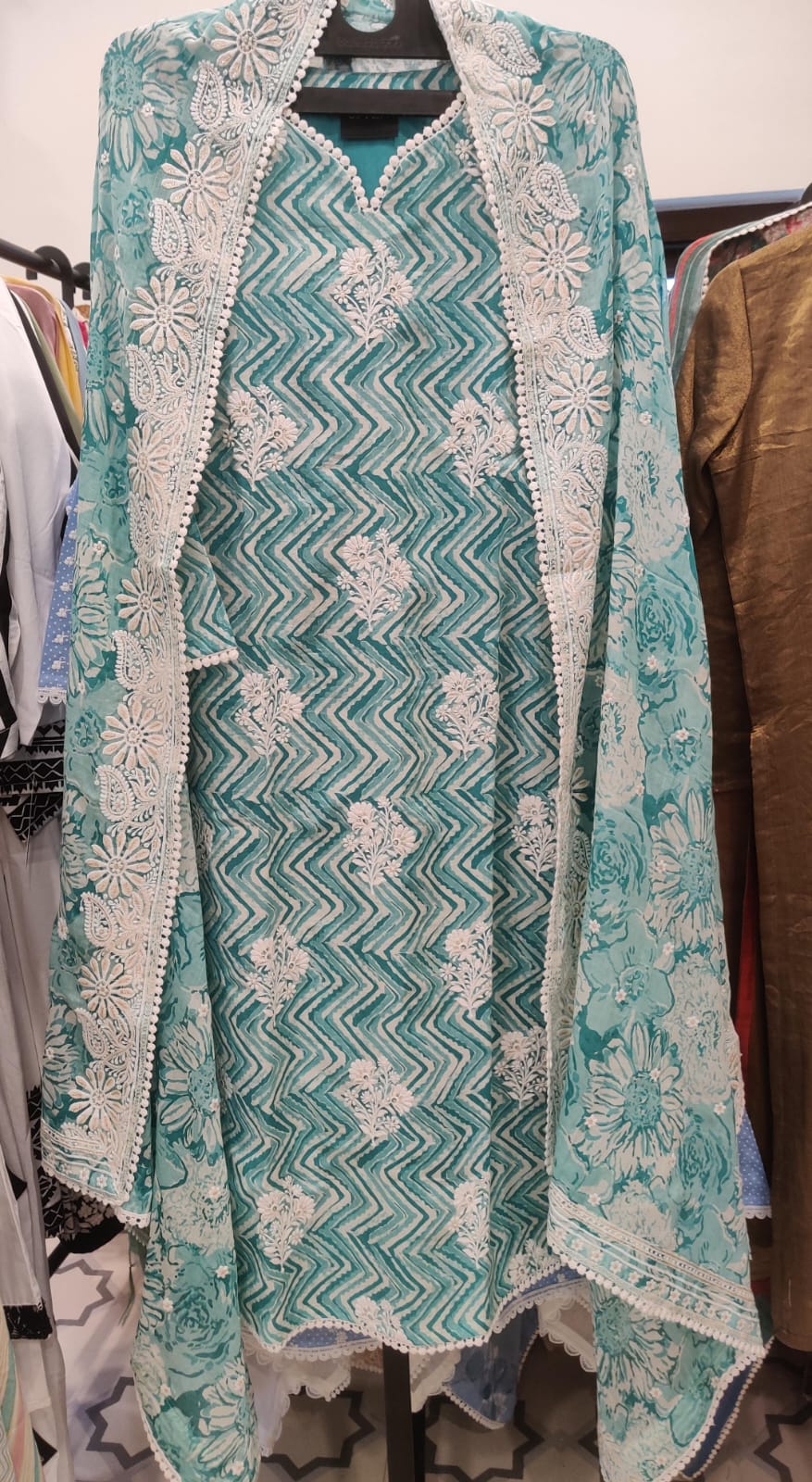 Cotton Print & Lucknowi Embroidery - 208