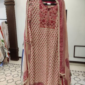 DNO42 Georgette Neck Lucknowi Work & Block Print Dup - 42