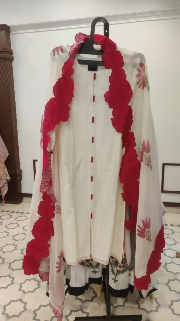 Mal Chanderi Applique Flower Embroidery - 53