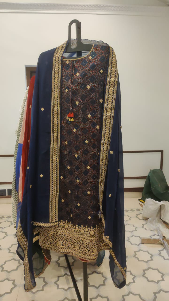 Ajrakh Embroidery Skd - 78